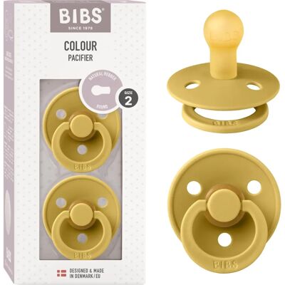 Bibs Musztardowa smoczka rozmiar 2 - Zestaw 2 szt. - Okrągła - Naturalna guma Bibs Musztardowa smoczka rozmiar 2 - Zestaw 2 szt. - Okrągła - Naturalna guma