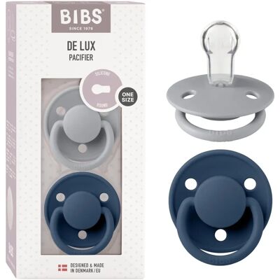 BIBS De Lux Sucettes - Bleu acier - Silicone naturel - 0-36 mois - Publicité BIBS De Lux Sucettes - Bleu acier - Silicone naturel - 0-36 mois - Publicité