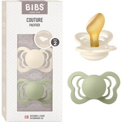 BIBS Couture Naturlatex Storlek 2 - 6+ månader - Napp - Elfenben/Salvia BIBS Couture Naturlatex Storlek 2 - 6+ månader - Napp - Elfenben/Salvia