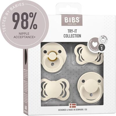 Sada 4 dudlíků BIBS Ivory Velikost 1 pro 0+ měsíců Sada 4 dudlíků BIBS Ivory Velikost 1 pro 0+ měsíců