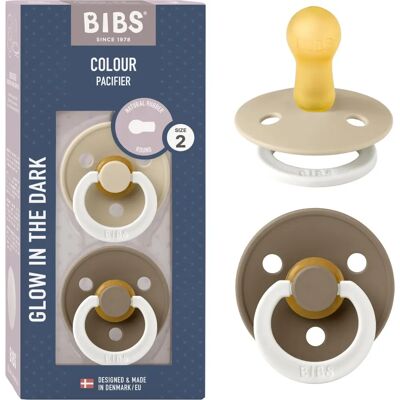 BIBS Vanill/Dark Oak Glow Pacifier 2-pack - Pacifier BIBS Vanill/Dark Oak Glow Pacifier 2-pack - Pacifier