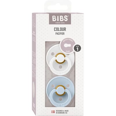 Bibs nappar - Naturlatex, Vit/Babyblå - 0-6 månader Bibs nappar - Naturlatex, Vit/Babyblå - 0-6 månader