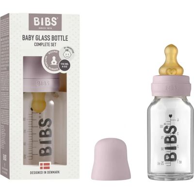 BIBS Butelka dla niemowląt z szkła 110 ml - Butelka z naturalnym gumowym smoczkiem BIBS Butelka dla niemowląt z szkła 110 ml - Butelka z naturalnym gumowym smoczkiem