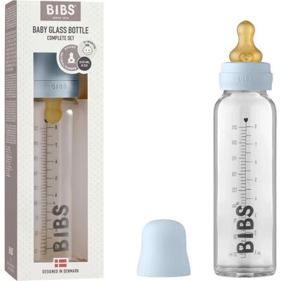 BIBS Butelka szklana dla niemowląt - 225 ml - Niebieska - Butelka BIBS Butelka szklana dla niemowląt - 225 ml - Niebieska - Butelka