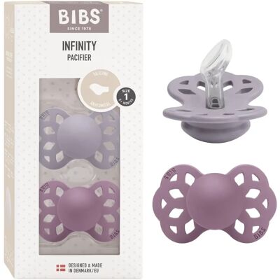 BIBS Infinity Størrelse 1 Smokk - Anatomisk Silikon - Fossil Grey / Mauve BIBS Infinity Størrelse 1 Smokk - Anatomisk Silikon - Fossil Grey / Mauve