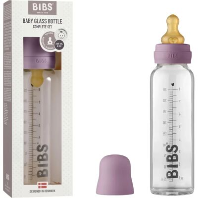 Bibs Butelka dla Niemowląt ze Szkła Mauve - Butelka dla Dziecka - 225 ml Bibs Butelka dla Niemowląt ze Szkła Mauve - Butelka dla Dziecka - 225 ml