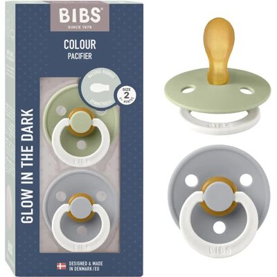 Bibs Colour Glow Smokk - 2-Pack - Størrelse 2 - Symmetrisk - Sage/Blå - 6-18 måneder Bibs Colour Glow Smokk - 2-Pack - Størrelse 2 - Symmetrisk - Sage/Blå - 6-18 måneder