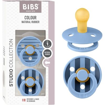 Bibs Himmelblå Tutter - 2-pak Rund Naturlatex - 0-6 måneder Bibs Himmelblå Tutter - 2-pak Rund Naturlatex - 0-6 måneder