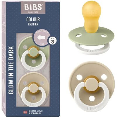Zestaw 2 smoczków BIBS Rozmiar 3 Okrągłe Sage Glow/Vanilla Zestaw 2 smoczków BIBS Rozmiar 3 Okrągłe Sage Glow/Vanilla