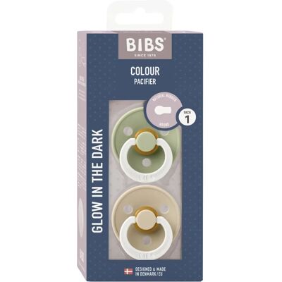 Bibs Sage Glow/Vanilla Sutt - 2-Pak - Rund - Størrelse 1 Bibs Sage Glow/Vanilla Sutt - 2-Pak - Rund - Størrelse 1