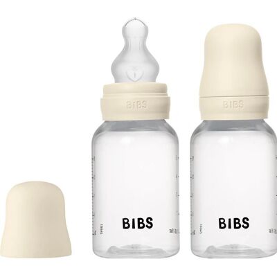 BIBS Babyflaske elfenben - 150 ml - 2-pack rund silikone BIBS Babyflaske elfenben - 150 ml - 2-pack rund silikone