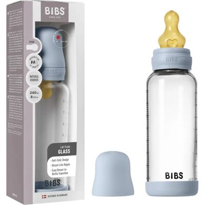 BIBS Baby Glasfles Natuurrubber Medium Flow Blauw - Babyfles BIBS Baby Glasfles Natuurrubber Medium Flow Blauw - Babyfles