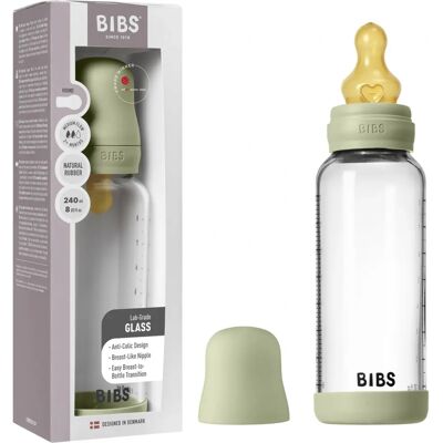 BIBS Baby Glass Bottle Naturgummi Medium Flow Sage - Baby Glass Bottle BIBS Baby Glass Bottle Naturgummi Medium Flow Sage - Baby Glass Bottle