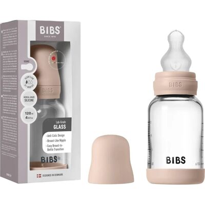 BIBS Butelka Szklana dla Niemowląt Silikon Powolny Strumień - Różowa BIBS Butelka Szklana dla Niemowląt Silikon Powolny Strumień - Różowa