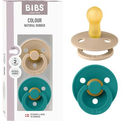 Szczepionka BIBS Taupe/Scuba - 2 sztuki - Rozmiar 2 - Okrągła Szczepionka BIBS Taupe/Scuba - 2 sztuki - Rozmiar 2 - Okrągła
