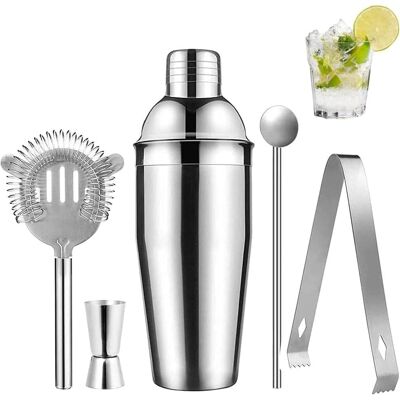 Vitu Rustfrit Stål Cocktailshaker Sæt - Sølv 5 Dele Vitu Rustfrit Stål Cocktailshaker Sæt - Sølv 5 Dele