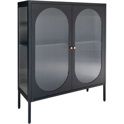 House Nordic Schwarzes Stahl Vitrinenschrank mit Texturierten Glastüren House Nordic Schwarzes Stahl Vitrinenschrank mit Texturierten Glastüren