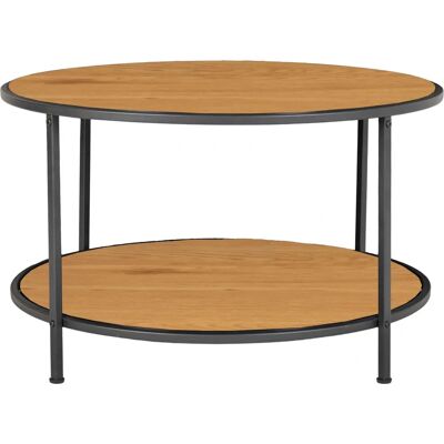 House Nordic Vita Salontafel - Ronde, Zwart Frame, Eikenlook Top - Salontafel House Nordic Vita Salontafel - Ronde, Zwart Frame, Eikenlook Top - Salontafel