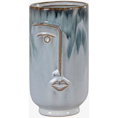 House Nordic Blue porcelain face vase - Vase, 9 x 17 cm House Nordic Blue porcelain face vase - Vase, 9 x 17 cm