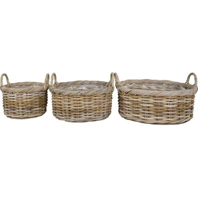 House Nordic Kuta Rattan Baskets - Set of 3 - Brown House Nordic Kuta Rattan Baskets - Set of 3 - Brown