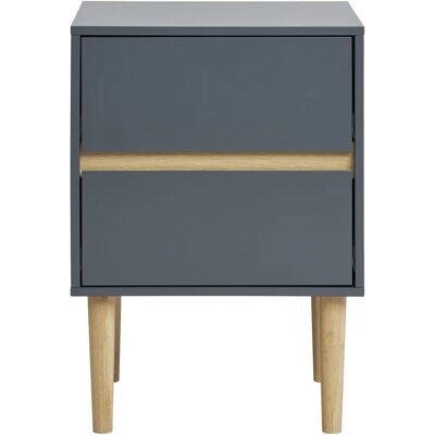 House Nordic Bisley Bijzettafel - Vierkant, 2 lades, donkergrijs House Nordic Bisley Bijzettafel - Vierkant, 2 lades, donkergrijs