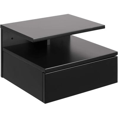 Lozay Black Wall-Mounted Nightstand with Drawer - Nightstand Lozay Black Wall-Mounted Nightstand with Drawer - Nightstand