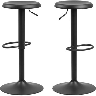 ACTONA GROUP Finch Barstool - Adjustable, Black Leather, Set of 2 ACTONA GROUP Finch Barstool - Adjustable, Black Leather, Set of 2