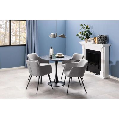 ACTONA GROUP Malta Round Dining Table - Black MDF, 90-100cm ACTONA GROUP Malta Round Dining Table - Black MDF, 90-100cm