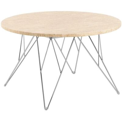 MAR - Travertine Round - Beige - Travertine top - Stół kawowy MAR - Travertine Round - Beige - Travertine top - Stół kawowy