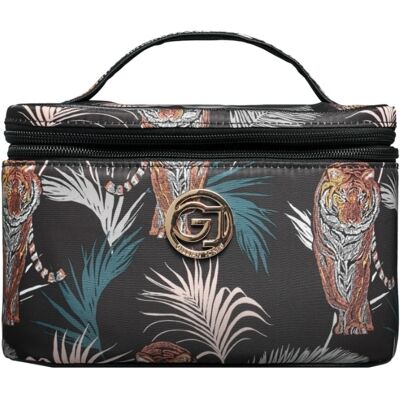 Gillian Jones Beauty Box Svart Tiger og Palme Print - Beautyboks Gillian Jones Beauty Box Svart Tiger og Palme Print - Beautyboks