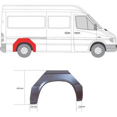 Klokkerholm Mercedes Sprinter Seitenwandpaneel - Hinterradbogen Klokkerholm Mercedes Sprinter Seitenwandpaneel - Hinterradbogen