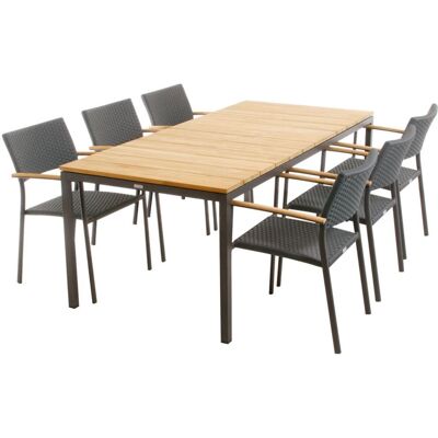 Mandalay Toscana Havebord L: 197 cm og 6 Siena Havestole - Antracit - Havebordssæt Mandalay Toscana Havebord L: 197 cm og 6 Siena Havestole - Antracit - Havebordssæt