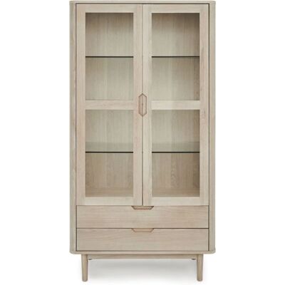 Furnhouse Nyborg Vitrine mit LEDs, 2 Türen, 2 Schubladen - Eiche & MDF - Weiße Öl-Finish Furnhouse Nyborg Vitrine mit LEDs, 2 Türen, 2 Schubladen - Eiche & MDF - Weiße Öl-Finish