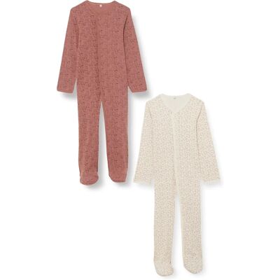 Pippi Baby Burlwood Body - 2-pack - Bomull, Långärmad, Fötter Pippi Baby Burlwood Body - 2-pack - Bomull, Långärmad, Fötter