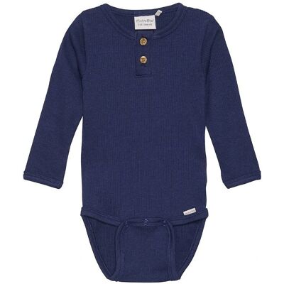Minymo Body niemowlęce - Długi rękaw, Marine, Ribowany - Unisex Minymo Body niemowlęce - Długi rękaw, Marine, Ribowany - Unisex