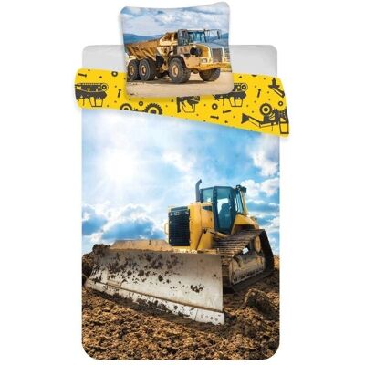 Licens Barn Sengetøy - Bulldozer - 100x140cm - 2-i-1 Design - Bomull Licens Barn Sengetøy - Bulldozer - 100x140cm - 2-i-1 Design - Bomull