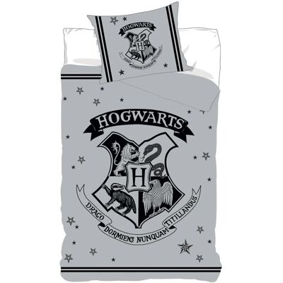 Harry Potter Gråtoner Hogwarts Sengetøy - 140x200cm, 2-i-1 Design Harry Potter Gråtoner Hogwarts Sengetøy - 140x200cm, 2-i-1 Design