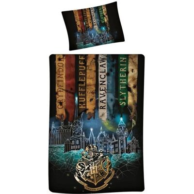 Harry Potter Flerfarget Sengetøy - 140x200cm - Hogwart & Hus Harry Potter Flerfarget Sengetøy - 140x200cm - Hogwart & Hus