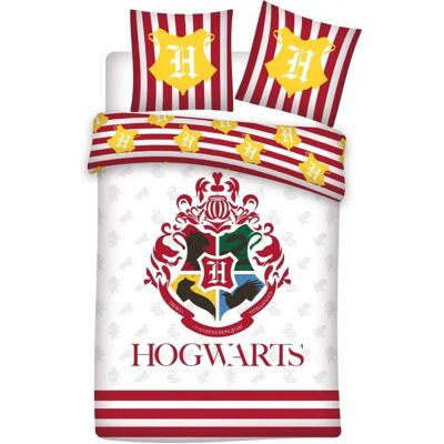 Harry Potter - Parure de Lit Enfant Coton Réversible Blanc Blason Poudlard - Dekbedovertrek Set Harry Potter - Parure de Lit Enfant Coton Réversible Blanc Blason Poudlard - Dekbedovertrek Set