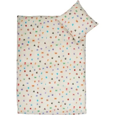 Barnesengetøy 115x135 cm - Beiget, Hvit, Monsterbokstaver - Bomulls sengetøysett Barnesengetøy 115x135 cm - Beiget, Hvit, Monsterbokstaver - Bomulls sengetøysett