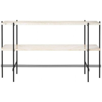 GUBI TS Konsoll - Travertin og metall - 120x30x72 cm - Svart/Hvit - Konsollbord GUBI TS Konsoll - Travertin og metall - 120x30x72 cm - Svart/Hvit - Konsollbord