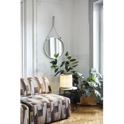 Miroir mural Adnet rond Ø 58 cm en cuir crème - Publicité Miroir mural Adnet rond Ø 58 cm en cuir crème - Publicité