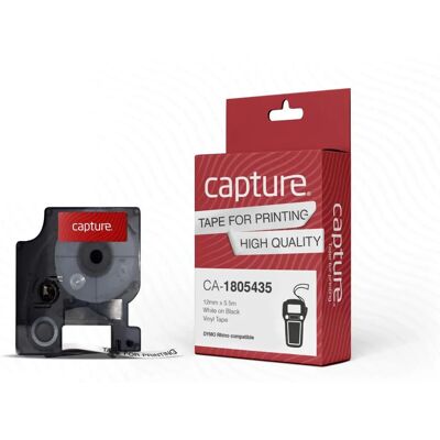 Ruban d'étiquetage Capture CA-1805435 - 12mm x 5,5m blanc sur noir - Publicité Ruban d'étiquetage Capture CA-1805435 - 12mm x 5,5m blanc sur noir - Publicité