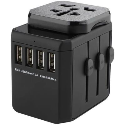 MicroConnect Reiseadapter - Universell EU-Stecker, 4 USB A - Schwarz MicroConnect Reiseadapter - Universell EU-Stecker, 4 USB A - Schwarz