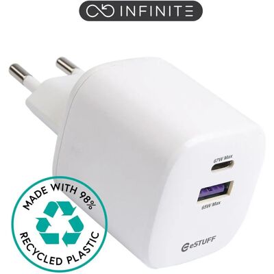 eSTUFF INFINITE USB-C Oplader - 67W - Hvid - Miljøvenlig eSTUFF INFINITE USB-C Oplader - 67W - Hvid - Miljøvenlig