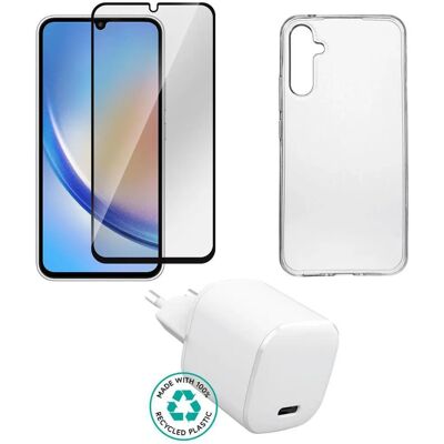 Estuff Samsung A34 Charger Kit - Transparent, White - Phone Accessories Estuff Samsung A34 Charger Kit - Transparent, White - Phone Accessories