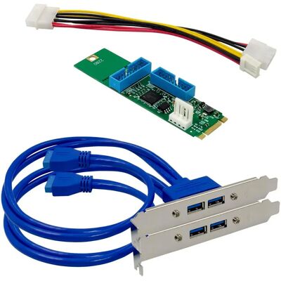 MicroConnect M.2 B+M USB3.0 4-Porte Kort - Grensesnittkort MicroConnect M.2 B+M USB3.0 4-Porte Kort - Grensesnittkort