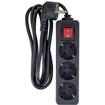 Extension électrique MicroConnect MC-GRU0035BS - 3 voies Schuko - 6 prises - 5m câble - Publicité Extension électrique MicroConnect MC-GRU0035BS - 3 voies Schuko - 6 prises - 5m câble - Publicité