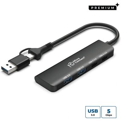 MicroConnect USB 3.2 Hub 4-Port - USB-C & A - Desktop & Reise MicroConnect USB 3.2 Hub 4-Port - USB-C & A - Desktop & Reise