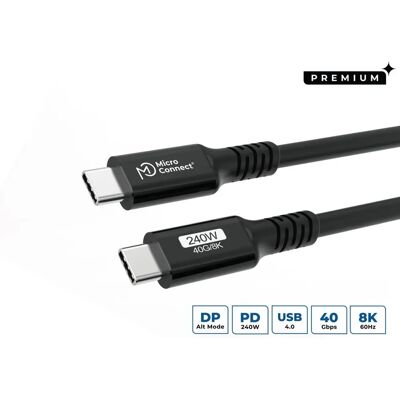 MicroConnect USB-C 0,5m - 240W - 40Gbps - USB4 Gen 3x2 - Schwarz MicroConnect USB-C 0,5m - 240W - 40Gbps - USB4 Gen 3x2 - Schwarz